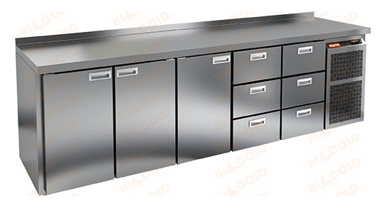 Холодильный стол HICOLD SN 11133 BR2 TN, бок, 6 ящиков, 3 двери (-2...+10°С)